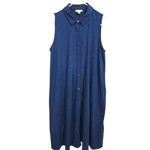 JJill soft‎ jersey knit midi dress button down sleeveless with collar siz…